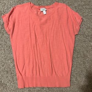 Peachy/pink shirt sleeve light weight Loft sweater, size M